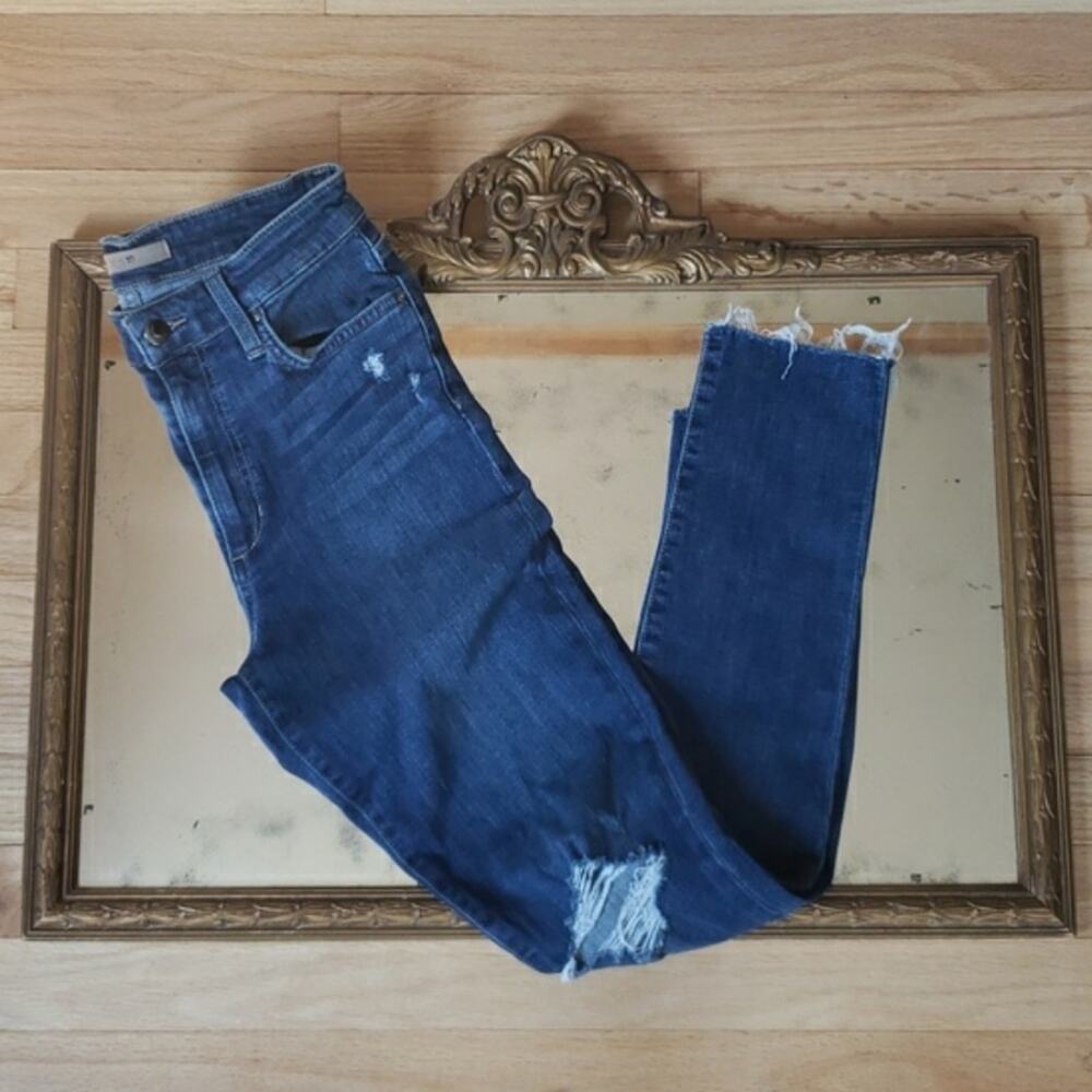 Joe's Women's High Rise Skinny Ankle Franklin Jeans Size 27 Raw Hem Dark Wash